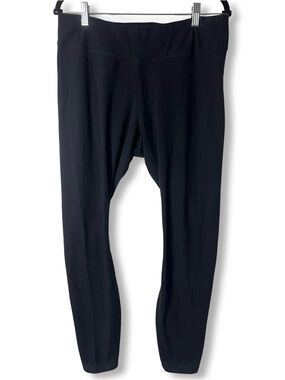 Pact - Women’s Organic Cotton Black Crop Leggings Wide Waistband - Sz. XL